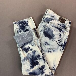 BDG Jeans Womens 30x22 Fit Blue High Rise Cigarette Ankle Studded Acid Capri